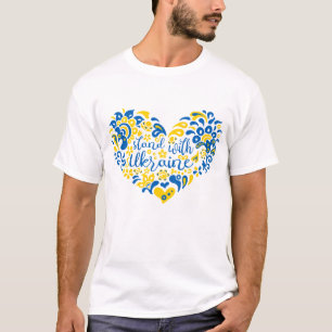Stå upp med ukrainsk text och hjärta t shirt
