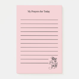 Stå Upp och Be Rosa Böneutskrift Linjerad Post-it Block