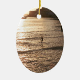 Stå upp och ta ombord solnedgången San Sebastian Julgransprydnad Keramik