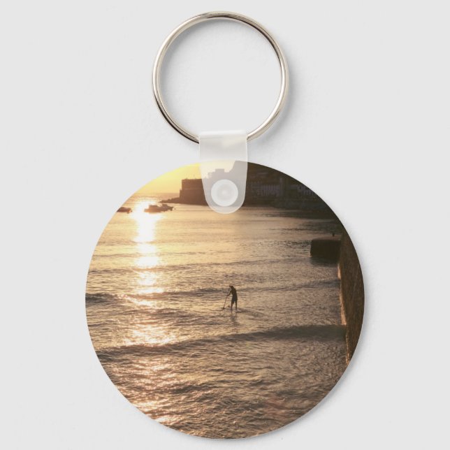 Stå upp och ta ombord solnedgången San Sebastian Nyckelring (Framsida)