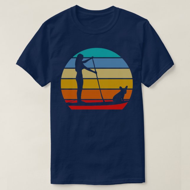 Stå upp Paddle Board Frenchie T Shirt (Design framsida)