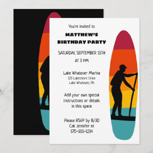 Stå upp Paddle Board SUP Anpassningsbar Party Inbjudningar