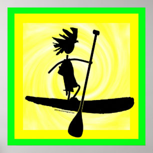 Stå upp Paddle Silhouette-design Poster