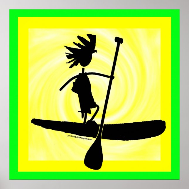 Stå upp Paddle Silhouette-design Poster (Framsidan)