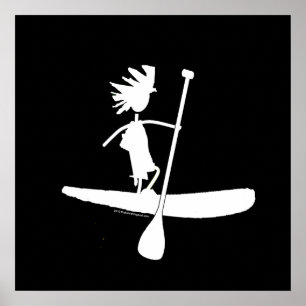 Stå upp Paddle Silhouette-design Poster
