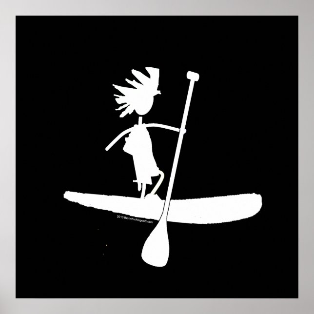 Stå upp Paddle Silhouette-design Poster (Framsidan)