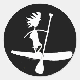 Stå upp Paddle Silhouette-design Runt Klistermärke