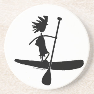 Stå upp Paddle Silhouette-design Underlägg Sandsten