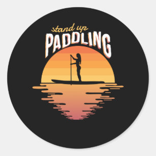 Stå upp Paddling Solnedgång SUP Paddle Board Board Runt Klistermärke