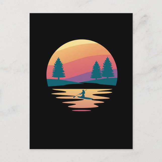 Stå upp Paddling SUP Board Mountain Sjö, Solnedgån Vykort (Framsida)