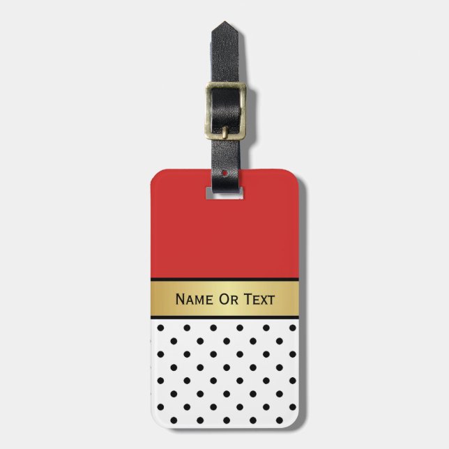 Stå ut från Kråka Red White Black Polka dots Bagagebricka (Vertikal Framsida)