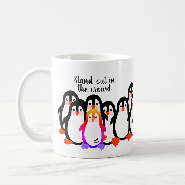 Stå ut i Crowd Penguin Kaffemugg (Vänster)
