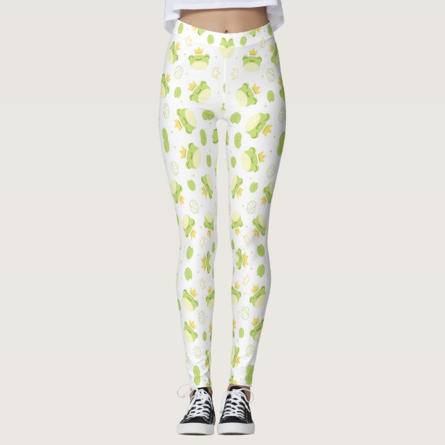 Stå ut med Cute Frog och Krona Leggings (Framsida)