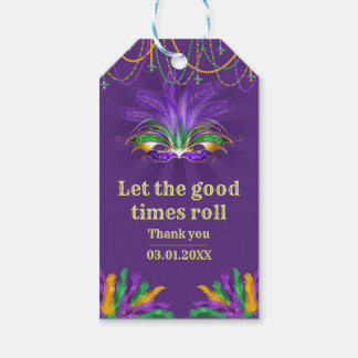 Stå ut med Festive Mardi Gras Gift-Märkre Presentetikett