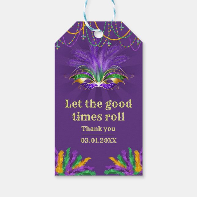 Stå ut med Festive Mardi Gras Gift-Märkre Presentetikett (Framsidan)