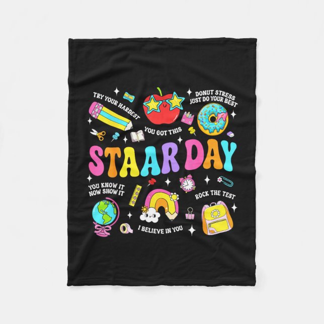 Staar-dag test lärare elev positiv lärare fleecefilt (Framsidan)