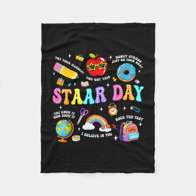 Staar-dag test lärare elev positiv lärare fleecefilt (Framsidan)