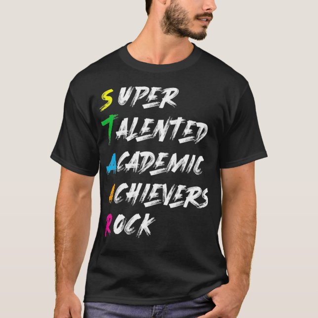 STAAR Super Talented Academic Achievers Rock Testi T Shirt (Framsida)