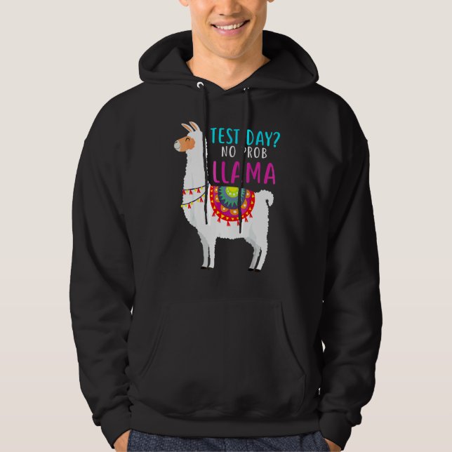 Staar Test Day no Problem Llama Teacher Testing Te Hoodie (Framsida)