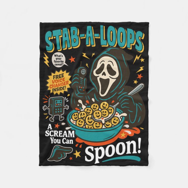 Stab-a-loops Horror Cereal Box Halloween Killer Br Fleecefilt (Framsidan)
