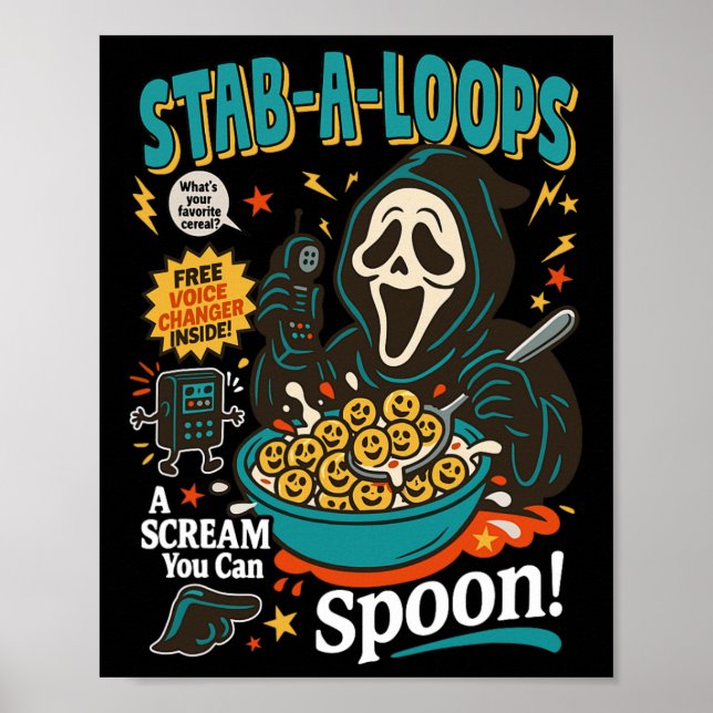 Stab-a-loops Horror Cereal Box Halloween Killer Br Poster (Framsidan)