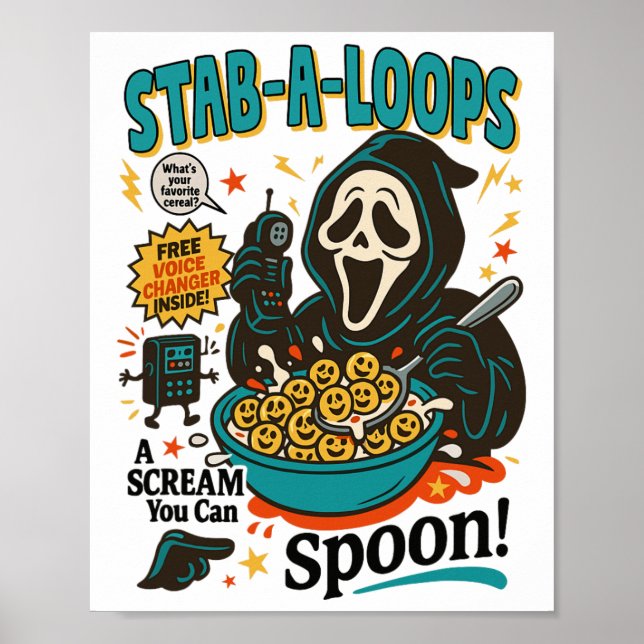 Stab-a-loops Horror Cereal Box Halloween Killer Br Poster (Framsidan)