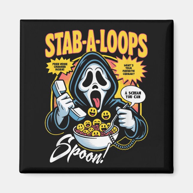 Stab-a-loops Horror Cereal Box Halloween Magnet (Framsidan)