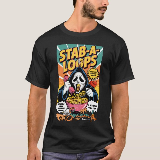 Stab-A-Loops Horror Cereal Ghost Emoji Skräm Hall T Shirt (Framsida)