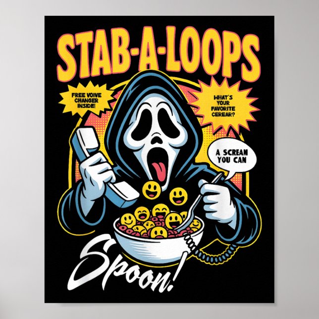 Stab-a-loops Skräck Cereal Box Halloween  Poster (Framsidan)