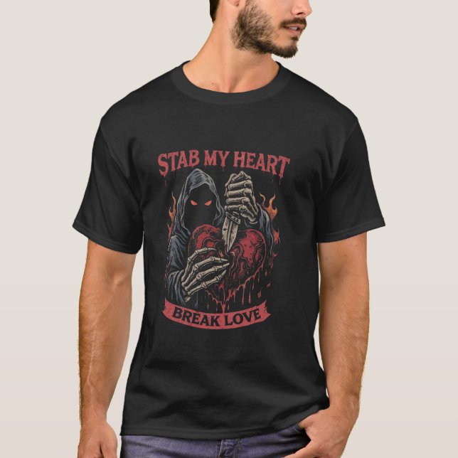Stab My Heart – Dark Anti Valentine Reaper Art T Shirt (Framsida)