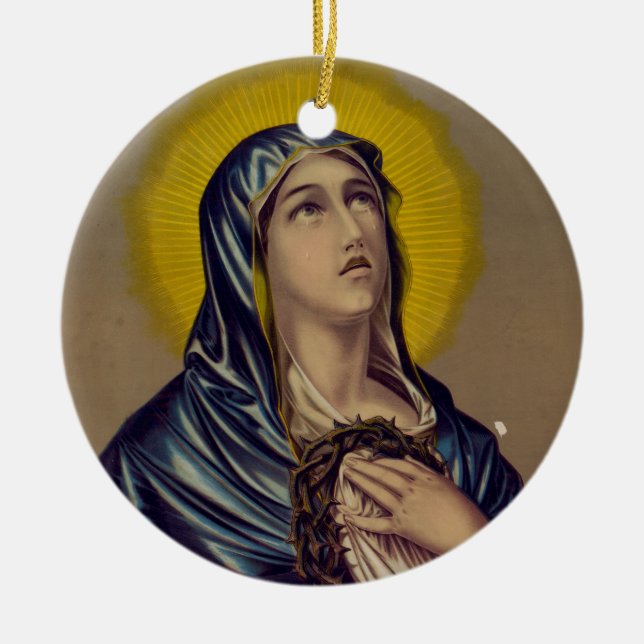 Stabat Mater Vår Sorgens Moder Andlig Konst Julgransprydnad Keramik (Framsidan)