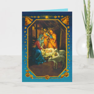 Staben vid baby Jesus Nativtyska födelse Helgkort