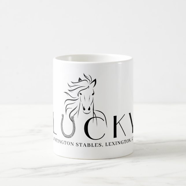 Stable eller Horse Namn Lucky Horseshoe Rider Gift Kaffemugg (Center)