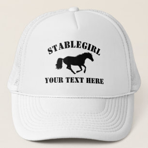 Stablegirl with horse and anpassningsbar text truckerkeps