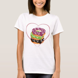 Stablett Donut Hjärta Kärlek Design T Shirt