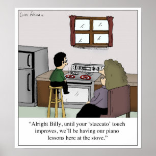 Staccato Touch Piano Lesson Stove Tecknad Poster