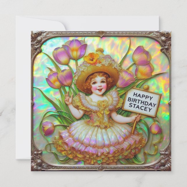 STACEY ~ Birthday Card ~ Sweet Flower Girl ~ (Framsida)