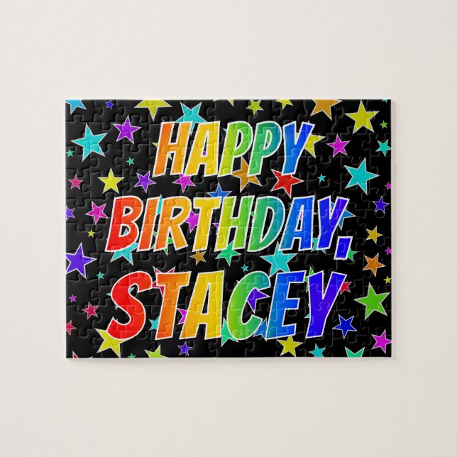 "STACEY" Förnamn, Rolig "GRATTIS PÅ FÖDELSEDAGEN" Pussel (Horisontell)