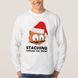 STACHA GENOM SNÖN Mustasch Humor Katt T Shirt