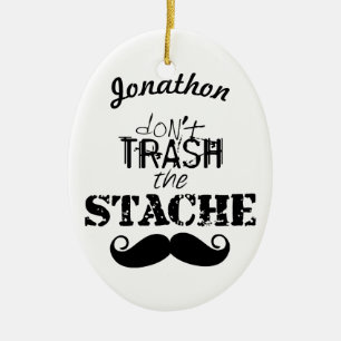 Stache Mustache Mönster Julgransprydnad Keramik
