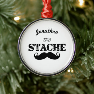 Stache Mustache Mönster Julgransprydnad Metall