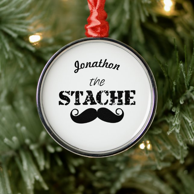 Stache Mustache Mönster Julgransprydnad Metall (Träd)