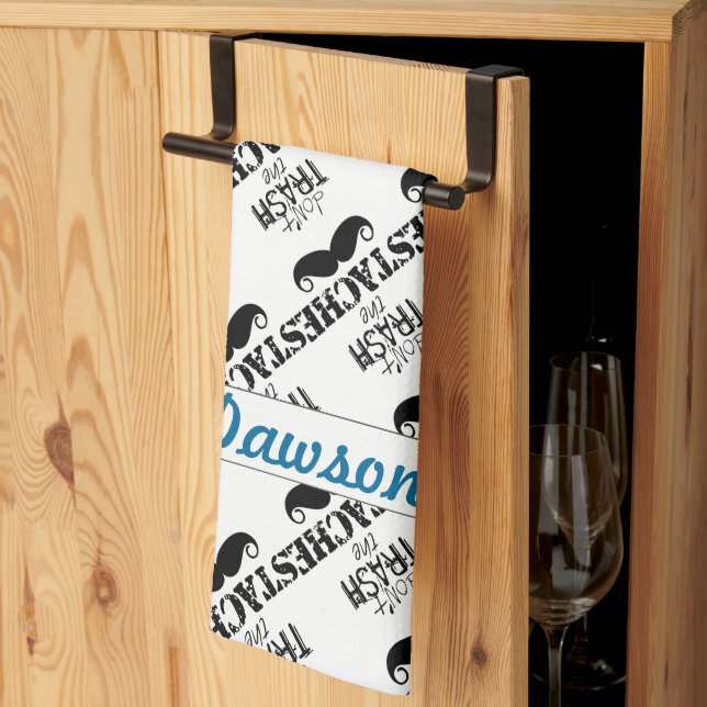 Stache Mustache Mönster Kökshandduk (Thirds Fold)