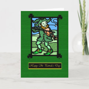 Stached Glass St. Patrick's Day Card, Saint Patric Kort