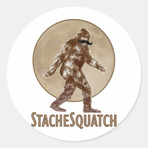 STACHESQUATCH mig mustasch, om du har sett min Runt Klistermärke