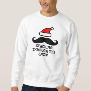Staching till och med jultröjan för snö lång ärmad tröja