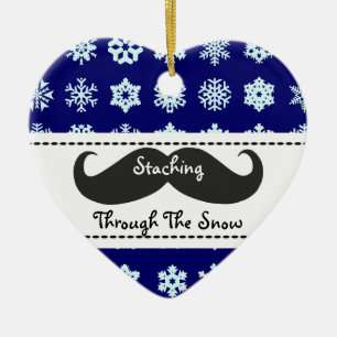 Staching till och med snön på jul julgransprydnad keramik