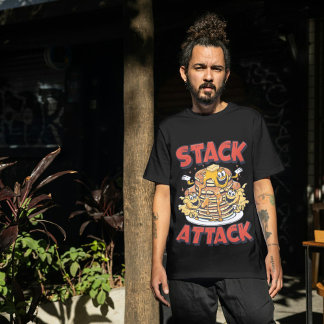 Stack Attack-Pannkakor Retro Diner Frukost T Shirt