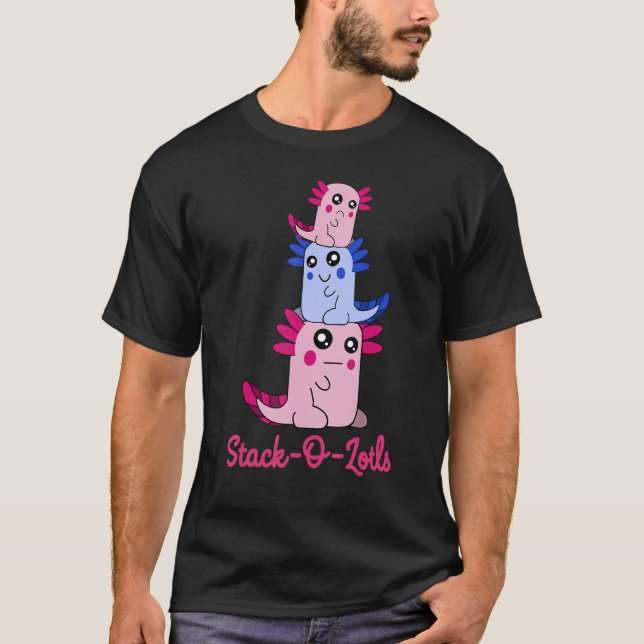 Stack av Axolotls Stack O Lotls Cute Axolotl Pun T Shirt (Framsida)