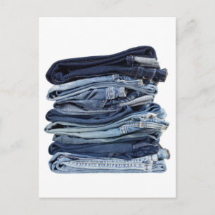 Stack av blå jeans vykort